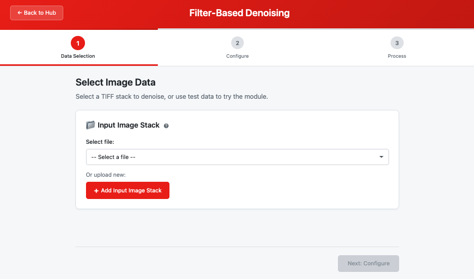 Filter Denoising module showing configuration options