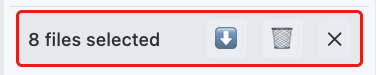 Screenshot: Batch toolbar showing selected count and action buttons