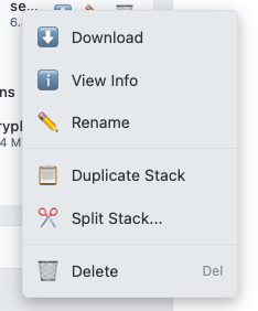 Screenshot: Context menu showing all available options