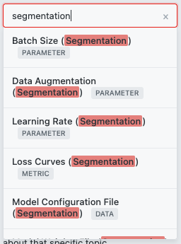 Screenshot: Search bar with results dropdown