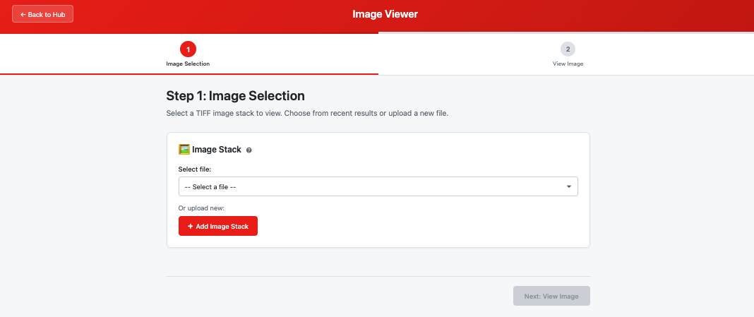 Image Viewer module showing gallery mode with slice navigation