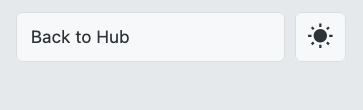 Screenshot: Sidebar footer with Back to Hub and theme toggle