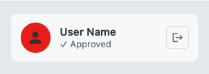 Screenshot: User info section with name, status, and logout