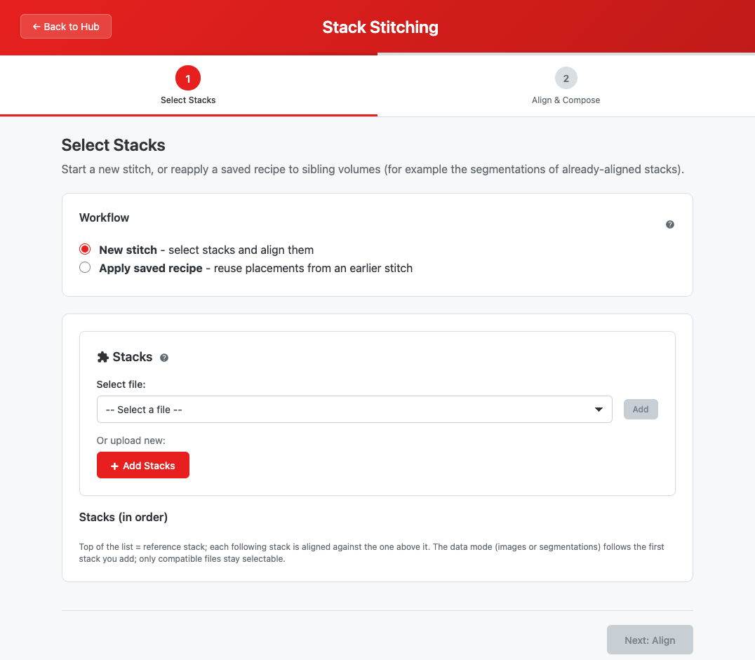 Stack Stitching landing page